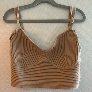 brand Say What tan cropped shirt size medium